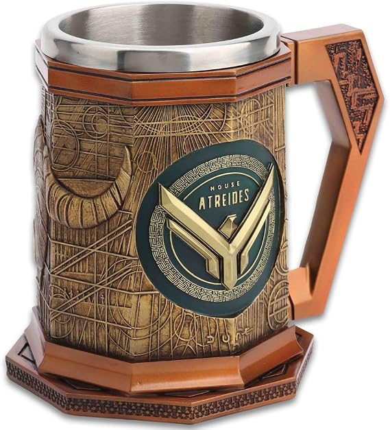 United Cutlery Dune House Atreides Sculpted Mug | Officially Licensed Dune Memorabilia | Hawk Emblem & Sandworm Design on Each Side | 6" Mug with Removable Steel Liner
