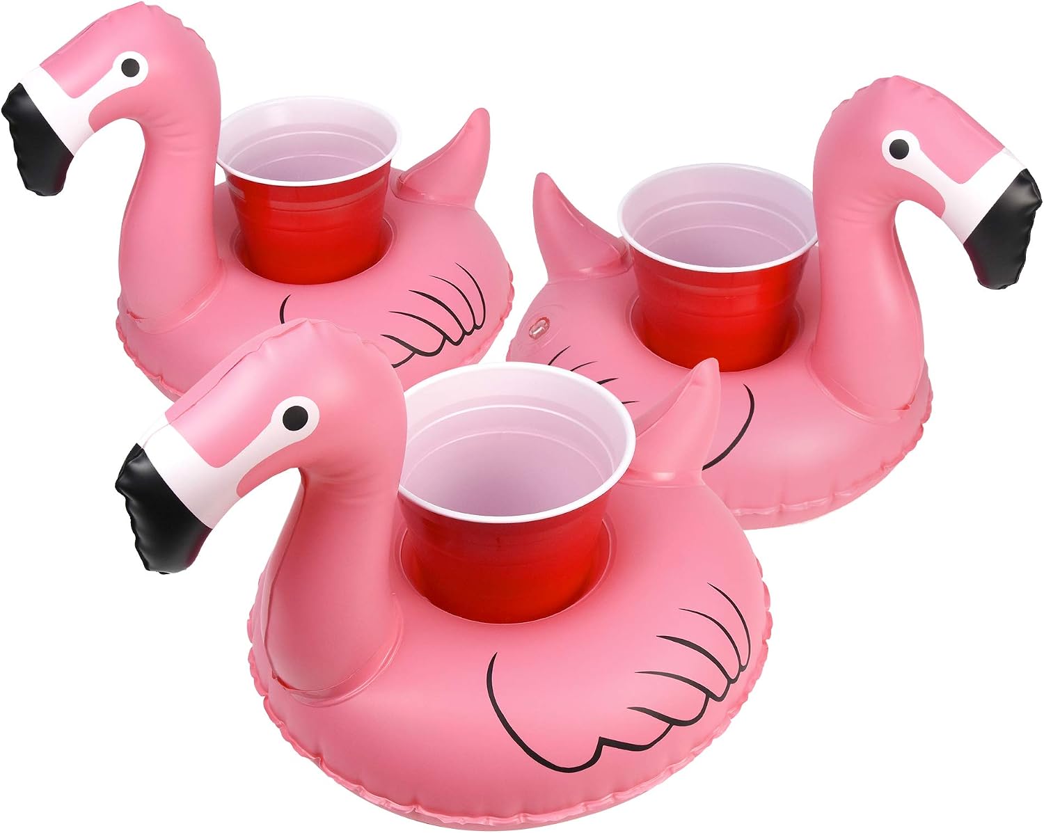 GoFloats Inflatable Floatmingo Drink Holder 3 Pack Float Your Drinks in Style