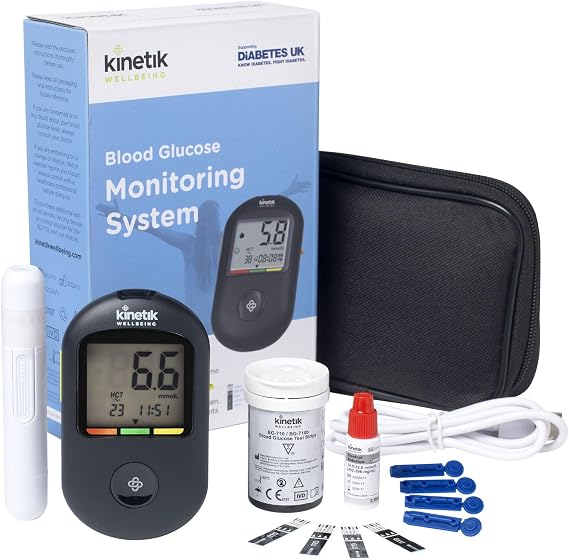 Kinetik Wellbeing Blood Sugar Monitor, Glucometer Kit for Home Testing