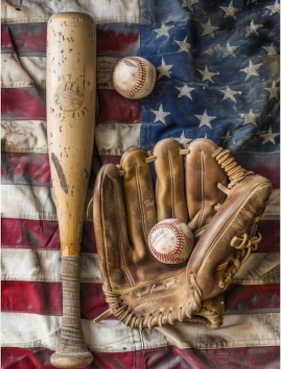 KTHOFCY 5D DIY Diamond Painting Kits for Adults Beginner, American Flag Baseball Full Drill Embroidery Cross Stitch Crystal Rhinestone Paintings Pictures Arts Wall Decor 30x40cm/12x16inch