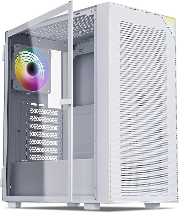 Vetroo White AL800 Mid Tower ATX Gaming PC Computer Case