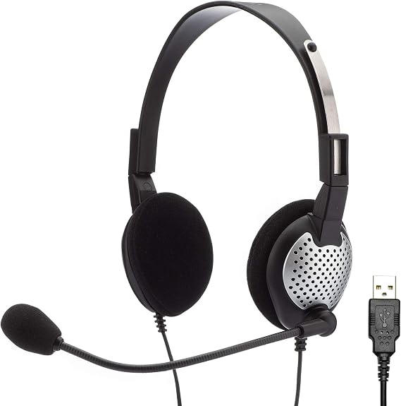 Andrea Communications NC-185VM USB C1-1022600-50 model NC-185 VM USB High Fidelity Stereo USB Computer Headset,Black