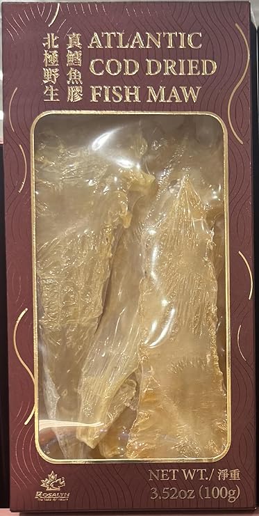 Atlantic Cod Dried Fish Maw, Wild Caught, 3.52 oz (100g), MSC Certified