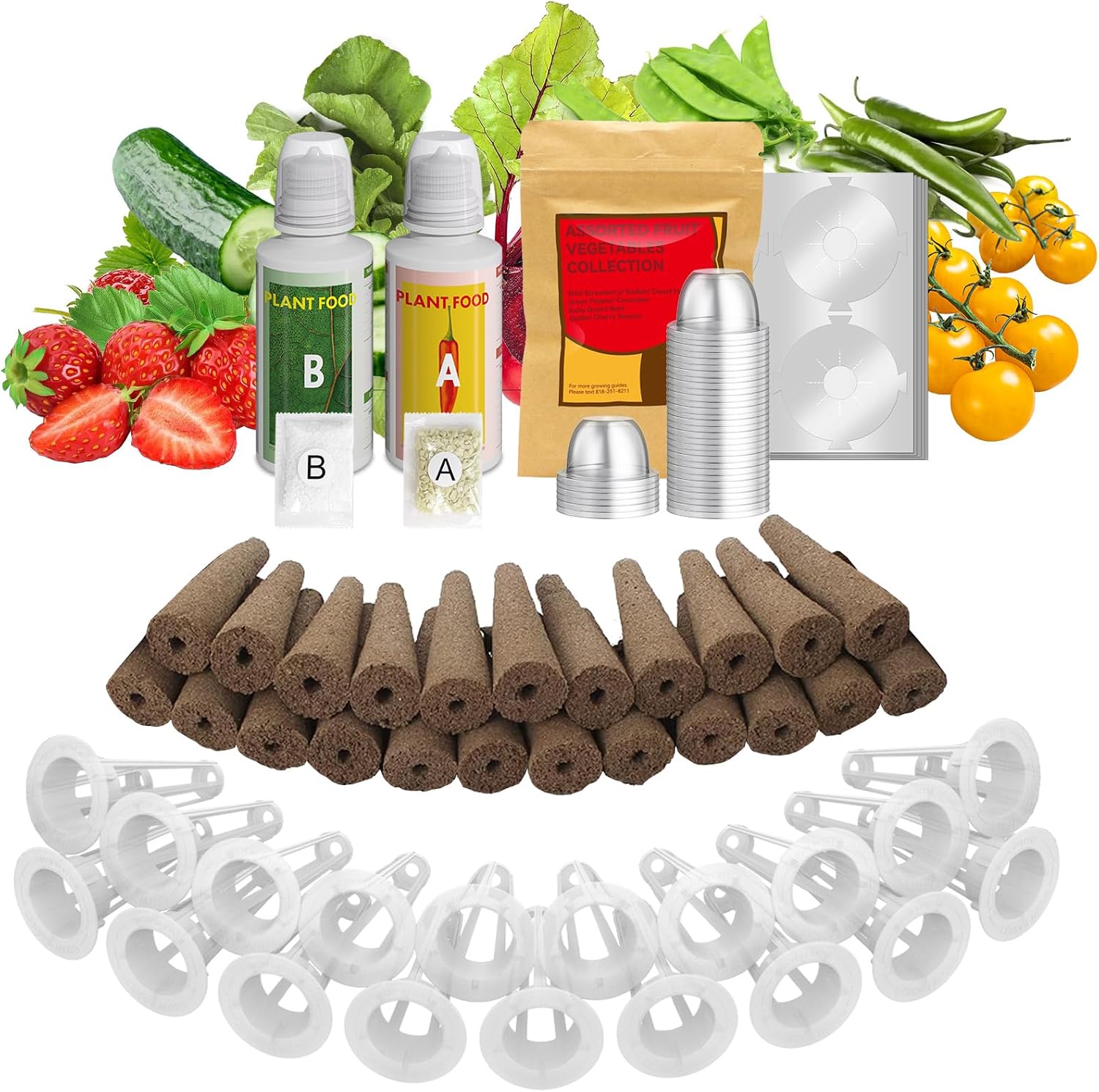 inbloom Fruit Seed Pods Kit for AeroGarden, Ahopegarden Hydroponics Garden, 350 Seeds Included Wild Strawberry, Radish, Dwarf Pea, Green Pepper, Cucumber, Ruby Queen Beet, Golden Tomato, 18-Pod