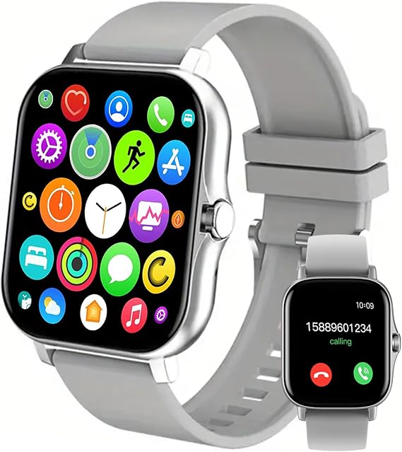 Smart Watch, 1.81" Upgraded Full Touchscreen Smart Watch for Android iPhones with Heart Rate Blood Pressure Monitor, Multiple Sports Fitness Tracker with Smart Watches for Women Men (Silver)