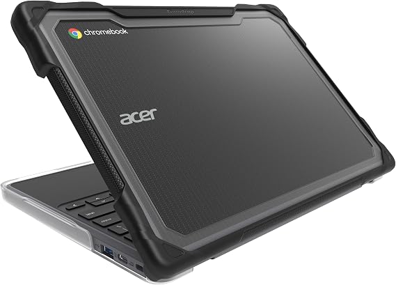 Gumdrop SlimTech Custom Case Fits Acer Chromebook 511 | C736 (Clamshell) -Lightweight Protection Rubberized Thread on Sides Seamless Asset Tagging Embelishment Friendy Case for School or Work-Black