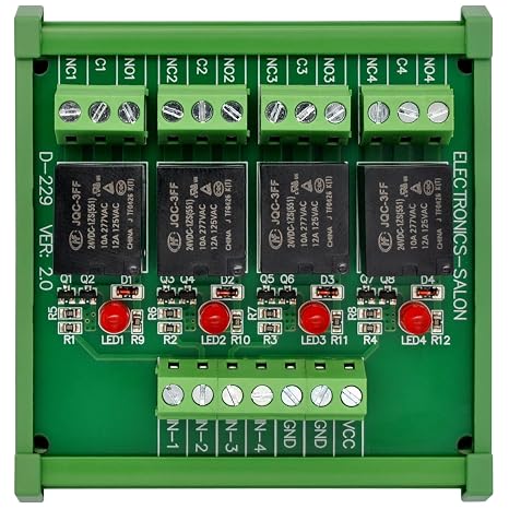Electronics-Salon DIN Rail Mount 4 SPDT 10Amp Power Relay Interface Module, DC 24V Version.
