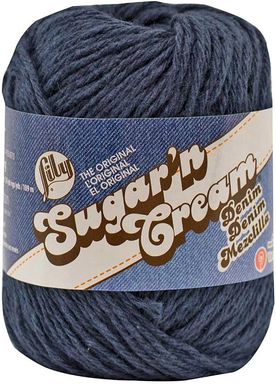 Lily Sugar 'N Cream The Original Solid Yarn, 2.5oz, Medium 4 Gauge, 100% Cotton - Indigo - Machine Wash & Dry