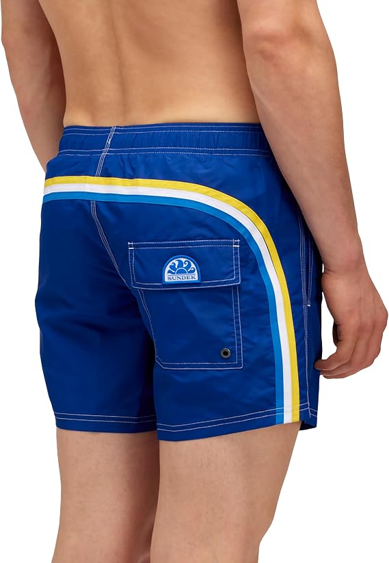 SUNDEK Mens Elastic Waist Boardshort, Swim Trunks 14" Length 5" Inseam