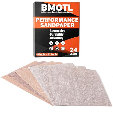 Aluminum Oxide Sandpaper Sheets 9x11, 120-600 Assorted Grit 24 Pack | Premium Wet & Dry Sand Paper for Wood, Drywall, Metal, Plastic, Automotive Sanding