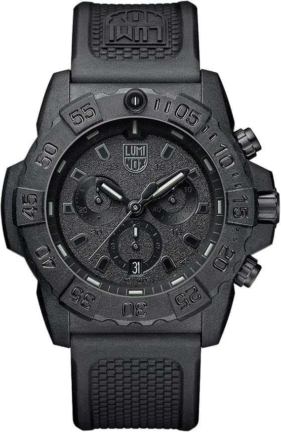 Luminox Navy Seal Chronograph Blackout XS.3581.BO Mens Watch 45mm - Military Watch Black Date Function Chronograph 200m Water Resistant Black 45mm Watch