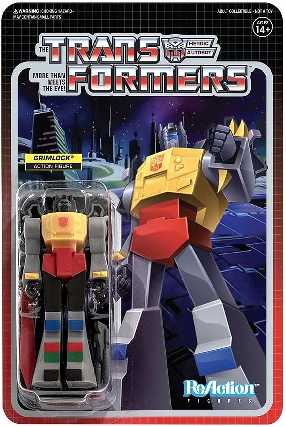 Super7 Transformers Grimlock - 3.75" Transformers Action Figure with Accessory Classic Cartoon Collectibles and Retro Toys