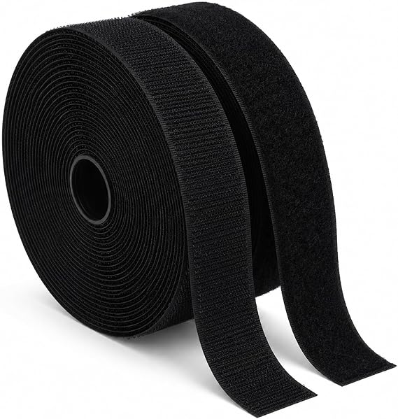 LLPT Sew On Hook & Loop Tape, 1" x 33Ft, Black | Industrial, No Adhesive, Heavy Duty, Long Last, Easy Cut & Sewing for Household Sewing DIY Indoor Outdoor Use