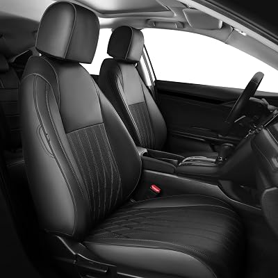Seat Covers for Honda Civic Hatchback EX, Sport Touring, EXL 2016 2017 2018 2019 2020 2021, Faux Leather Car Seats Cover Full SetRear Row 4060 Split & Folding Backrest-Black