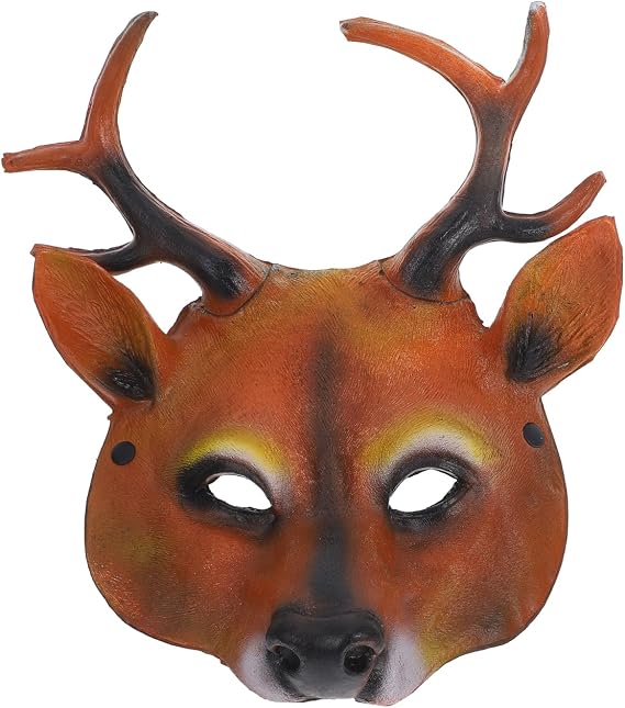 Amosfun Animal Head Mask Deer Mask Halloween Realistic Animal Face Reindeer PU Cosplay Costume Props for Masquerade Halloween Parties/Dances/Carnivals