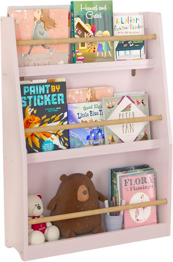 3 Tier Kids Book Shelf Kids Book Rack Helps Keep Bedrooms,Playrooms,and Classrooms Organized Pink