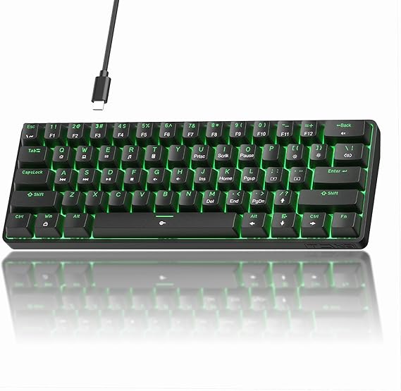 TMKB 60% Mechanical Gaming Keyboard, Red Linear Switch, Wired, Black