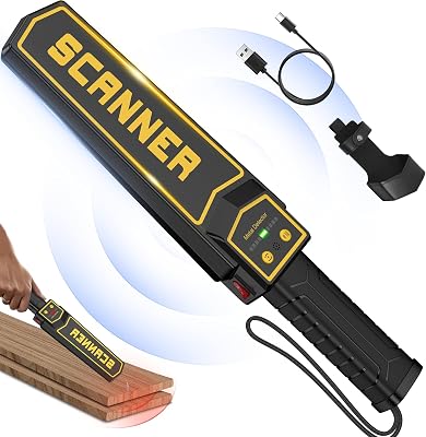 Rechargeable Handheld Metal Detector Wand, High Sensitivity Security Wand Metal Detector,Portable Nail Finder Scanner Woodworking Metal Detector Wand for Logs Weapons Sound Vibration Alert Detects