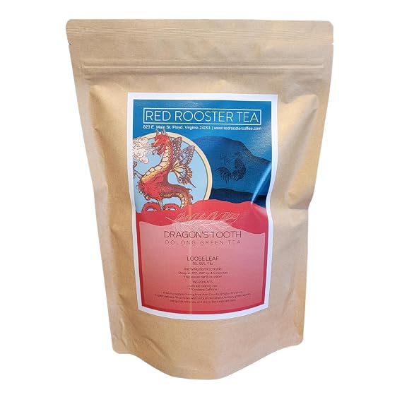 Red Rooster Tea Dragons Tooth Oolong Single Estate Mao Xie Oolong from Anxi County, China 1lb Loose Leaf bulk bag Floral, Buttery, Steamed Greens