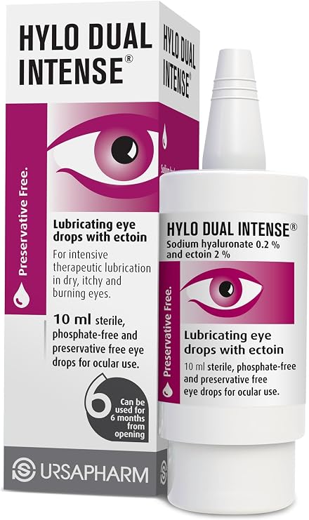Hylo Dual Intense - Eye Drops for Long-Lasting, Intensive Lubrication and Instant Relief for Itchy, Burning Sensation and Severe Dry Eyes - Preservative Free - 300 Measured Doses