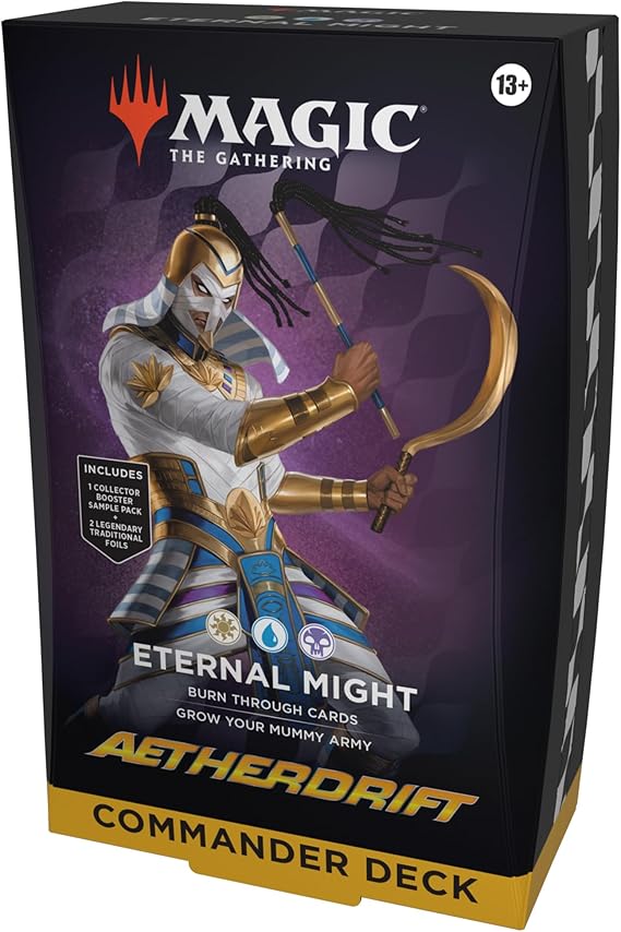 Magic The Gathering Aetherdrift Commander Deck - Eternal Might (100 Kartlık Deste, 2 Kartlı Toplayıcı Yükseltici Örnek Paket + Aksesuarlar)