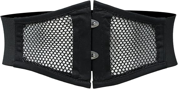 Black Mesh Tied Waspie Corset Belt Waist Cincher Elastic Belts Wide Band Belts for Women
