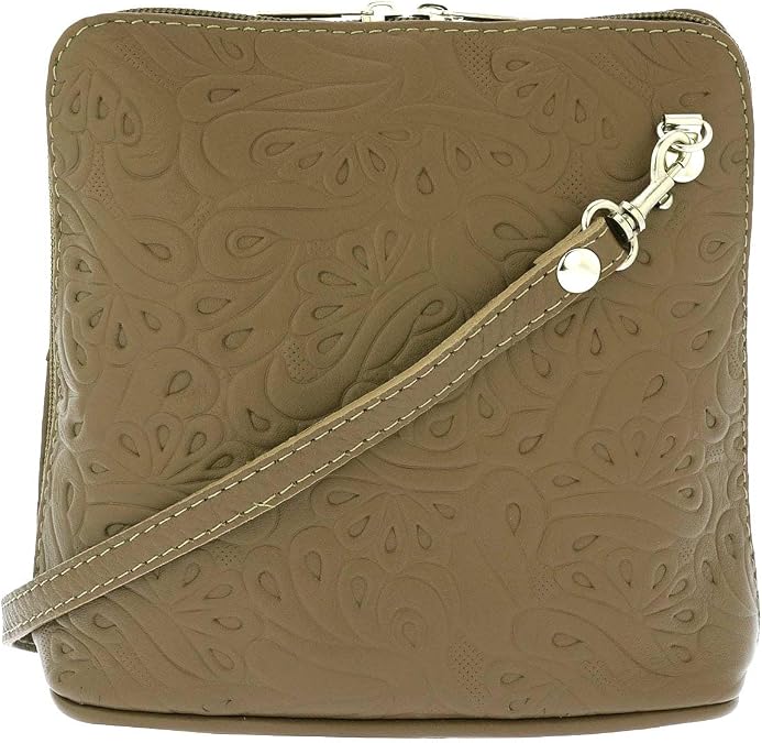 Italian Embossed Genuine Leather Crossbody Shoulder Bag Clutch Handbag For Women