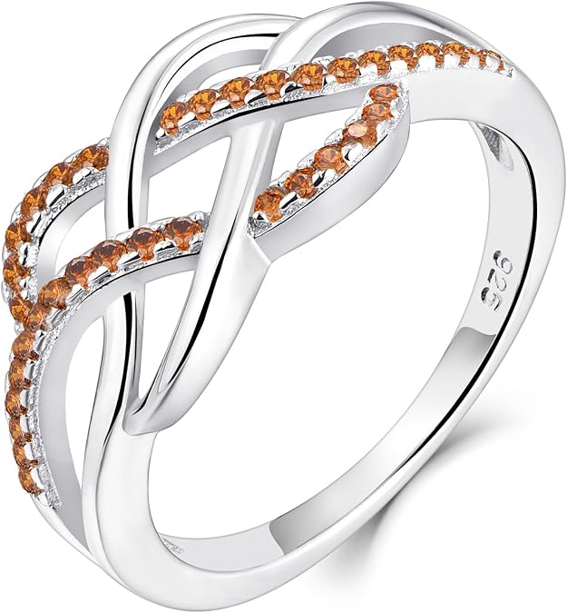 YL Celtic Knot Rings 925 Sterling Silver Twisted Knot Ring Birthstone Infinity Statement Jewelry for Women-size5