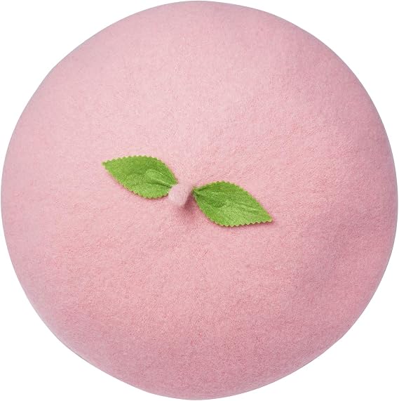 Kawaii Handmade Cartoon Beret Hat Green Leaves Fruit Cosplay Vintage Lolita Mori Girl Wool Cap Gift