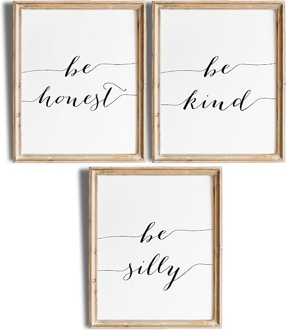 Be Silly Be Kind Be Honest Art Prints (Set of 3) - Unframed - 8x10 | Inspirational Wall Art | Office Wall Decor | Motivational Wall Decor | Perfect for Home, or Office Decor | Office Wall Art