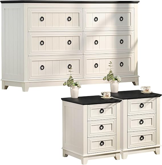 Joaxswe Farmhouse Dresser and Nightstand Set 3 for Bedroom