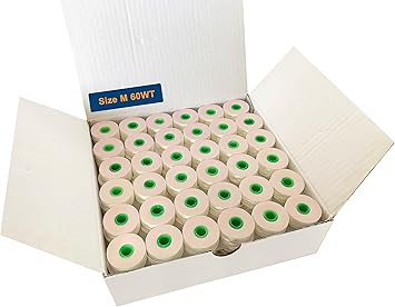 HimaPro 144 White PreWound Bobbins Size M (1" x 0.385") Medium Weight(60WT) Cardboard Sided for Use with Mid & Large Sized Commercial Sewing Machines and Longarm Quilting Machines