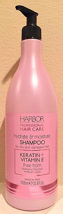 Harbor Natural Cosmetics Professional Hydrate & Moisture Shampoo with Keratin plus Vitamin E, 33.8 Oz. Made in Italy.