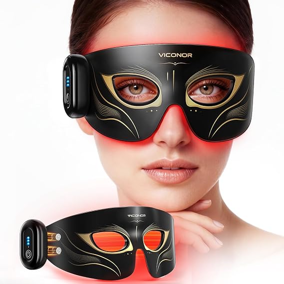 Red Light Therapy for Eyes, Comfort Infrared Red Light Therapy for Eye Bag | 630nm Red Light & 850nm Infrared Red Light Therapy Device for Wrinkles, Red Light Eye with Rechargeable Remote for Dry Eyes