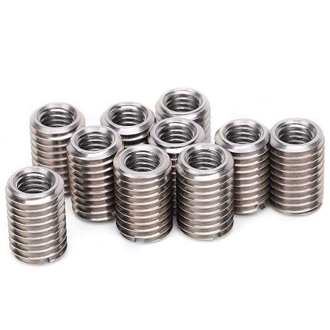 10PCS Thread Reducing Nuts, M12 to M8 Thread Reducer M12 x 1.75 Male to M8 x 1.25 Female Repairing Insert Nut Screw Reducer Conversion Stainless Steel Repair Sleeve Fastener Accessory