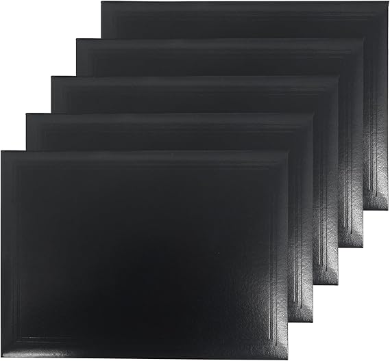 GraduationMall Diploma Cover Certificate Holder Graduation Covers for A4 Paper Classic Smooth Black 5pcs