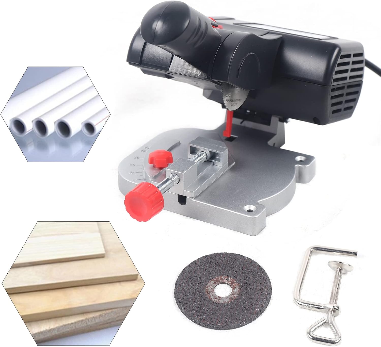 JIF-DC50B Table Saw, 220V Portable Craft Cutting Tabletop Small Cutting Machine, Pure Copper Motor Adjustable Angle for Soft Metals, Hard Metals Cutting Craft Cutting