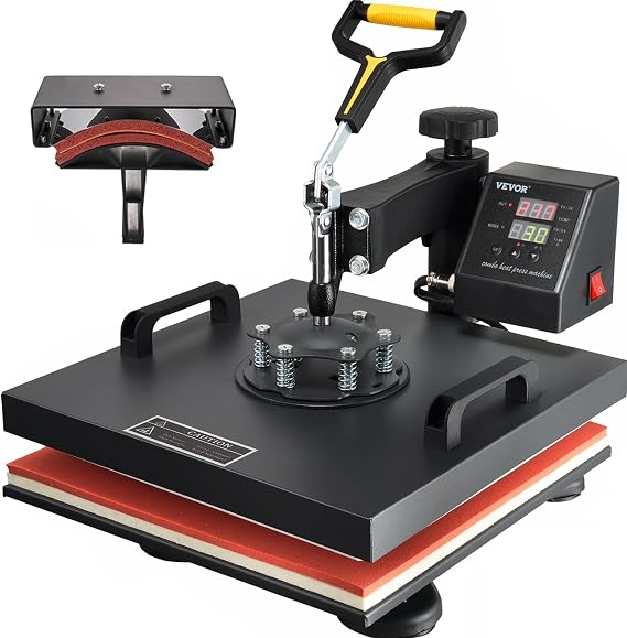 VEVOR 15x15 Heat Press Machine, 2 in 1 Heat Press Machine for T Shirts & Hat, Swing Away Shirt Press Machine - Professional Heat Press for Sublimation, Vinyl, Heat Transfer Projects