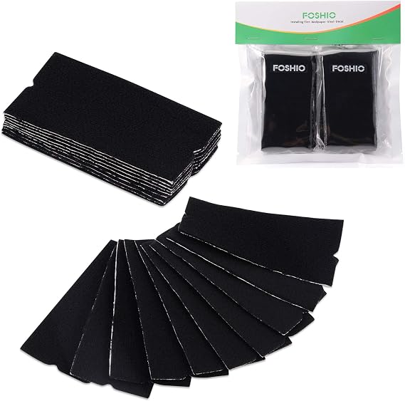 FOSHIO 20PCS Black Standard Pre-Cut Self-Adhesive Squeegee Fabric Felt Replacement for 4Inch Squeegee Car Vinyl Application Tools Tint Tool Scraper Auto Vinyl Wrap Tools