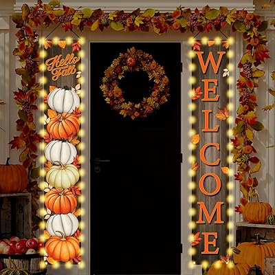 Pumpkin Maple Leaves Leaf Door Porch Banner Fall Banner Autumn Thanksgiving Decorations Board Wall Hanging Farmhouse Supplies Pumpkin Porch Decorations Outdoor for Home Office Holiday Decor