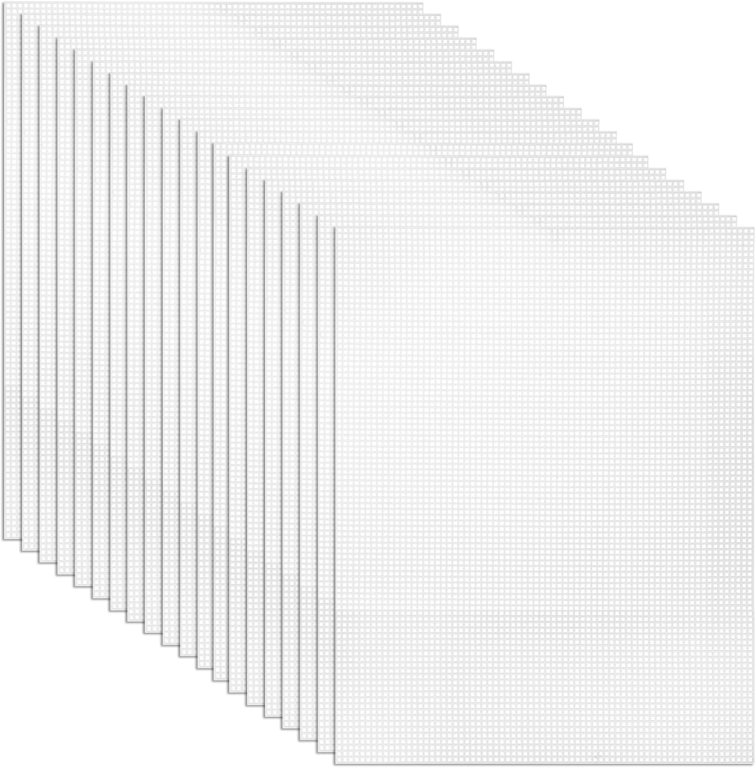 Tosnail 20 Pack 7 Count Clear Plastic Mesh Canvas Sheets, 34x26.5cm Plastic Mesh Sheets for Knit and Crochet Projects Embroidery Acrylic Yarn Crafting