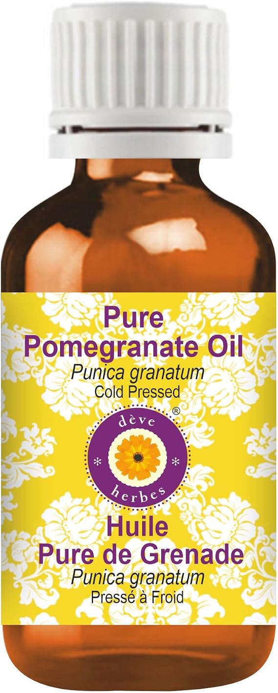 Deve Herbes Pure Pomegranate Oil (Punica granatum) Non-Sticky | Non-Greasy | For Skin, Hair, Massage & DIY Use 100ml