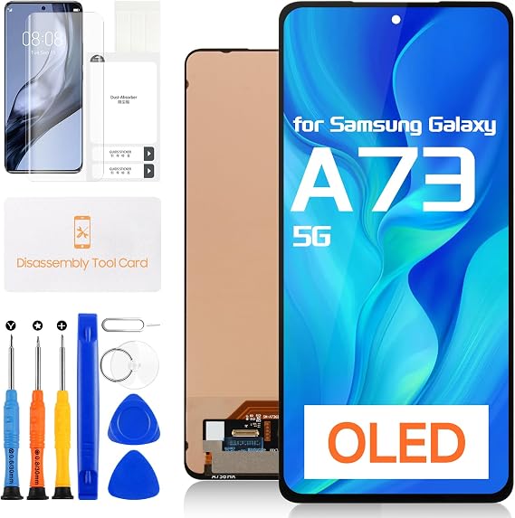 OLED Screen Replacement for Samsung Galaxy A73 5G A736, LCD Display Touch Screen Digitizer Assembly with Repair Tool Kit & Tempered Glass Protector, SM-A736B SM-A736B/DS