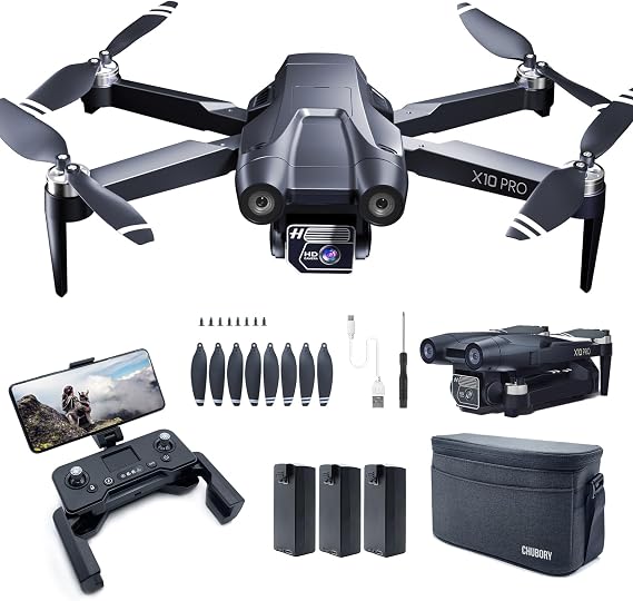 GPS Drone with Camera 4K UHD, 90 Min Long Flight Time, 3280 FT Long Control Range, Auto Return, Auto Follow, Brushless Motor, Ideal RC Quadcopter for Beginners - CHUBORY X10 PRO