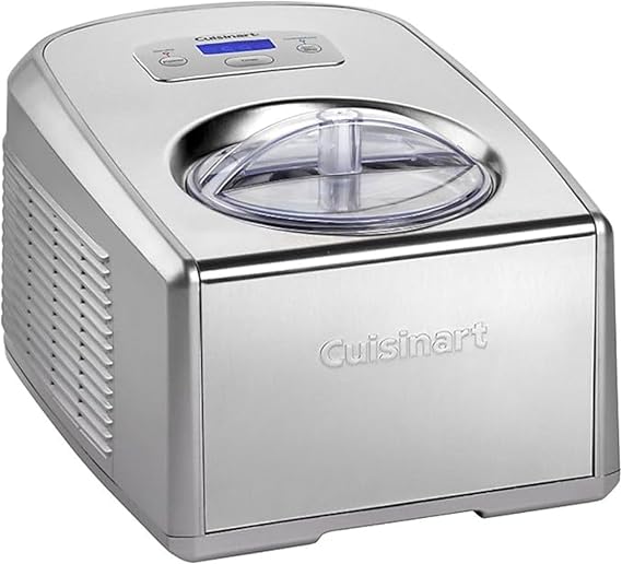 Cuisinart Ice Cream and Gelato Maker Makes Ice Cream, Gelato, Sorbet, Frozen Yoghurt in 40 Minutes No Need to Pre-Freeze Bowl Stainless Steel ICE100BCU, Silver
