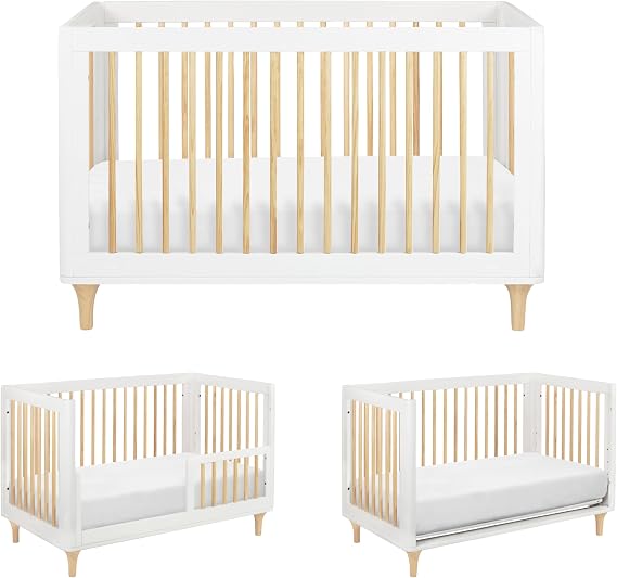babyletto Lolly 3-in-1 Convertible Baby Crib, White and Natural