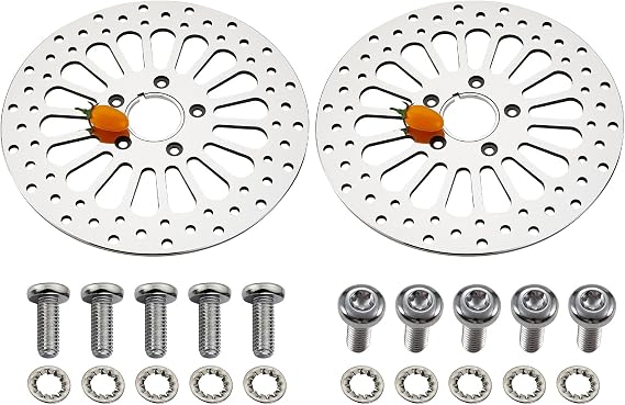 11.5'' 2 Piece Front Brake Rotor for Harley Davidson Touring Softail Sportster Dyna Early Super Glide,Mirror-Polished Vibration Proof Hardened Stainless Steel Rotors Motorcycle Models