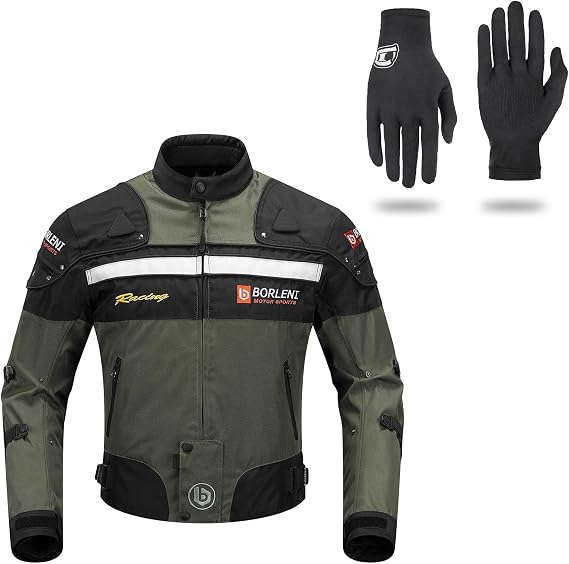 BORLENI Motorcycle Jacket for Men with Armor Riding Jacket CE Approved