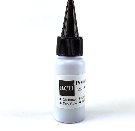 BCH Black Stamp Refill Ink - Oil-Based Ink for Roller Stamp, Pre-Inked, or Rubber Gel Pads - 20ml Bottle (0.68oz) | Eco-Friendly, Low Odor, Waterproof, UV-Resistant Pigment Formula