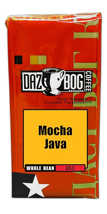 Dazbog Coffee | Mocha Java Blend | Whole Bean Coffee | 11 oz. | Chocolate Overtones | Smooth & Rich in Flavor | Full Bodied Blend | Vacuum Sealed Freshness